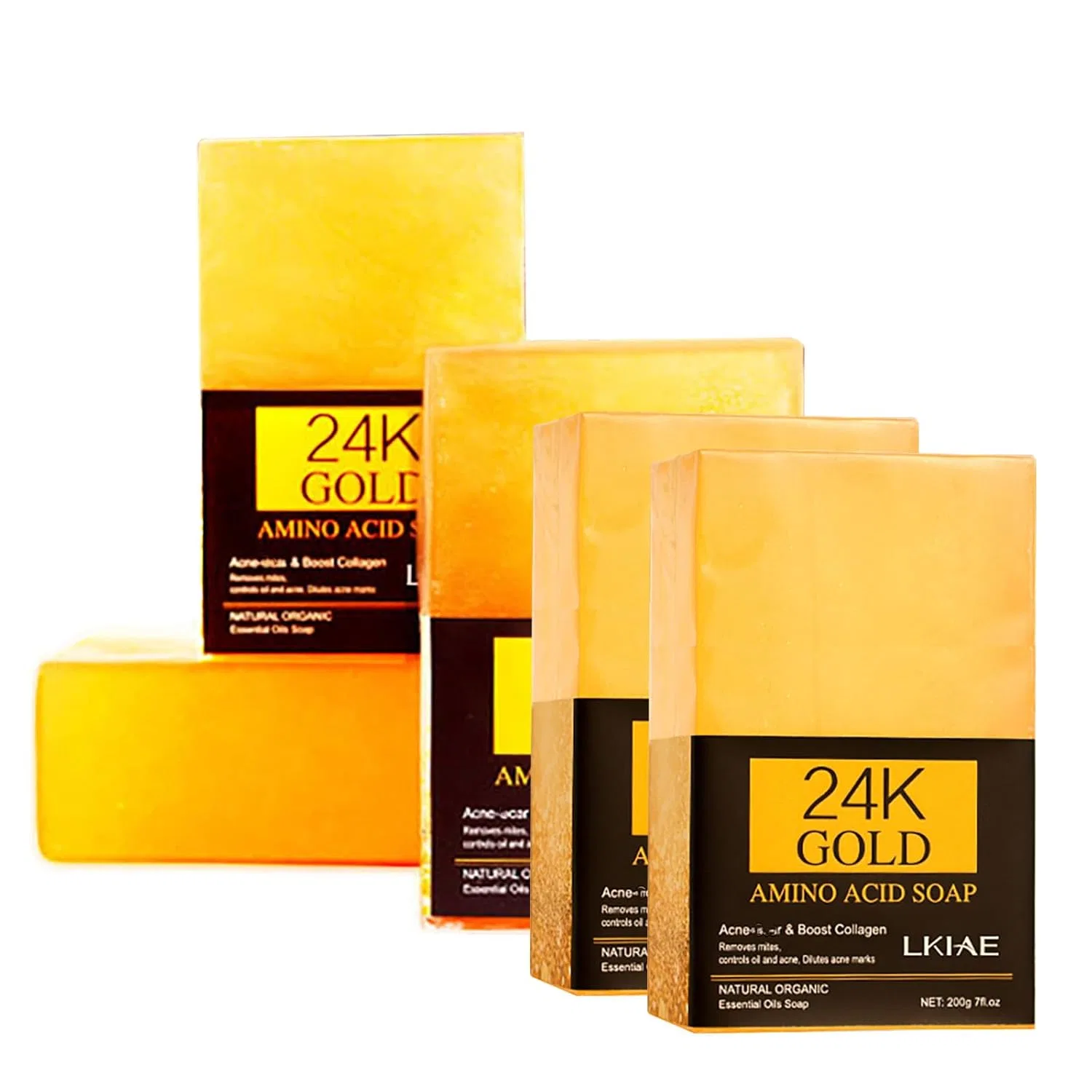 Мыло 24K Gold Amino Acid, AILKE BOOST LUSTER, набор 5 шт, 200 г, Pack of 5