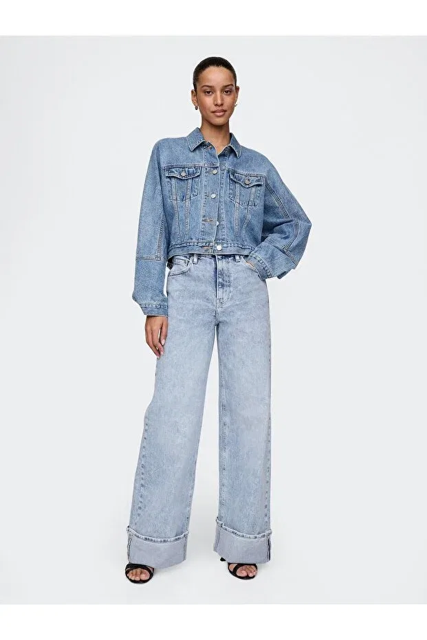 Женские джинсы с высокой посадкой Wide Leg Gap, Blue-000
