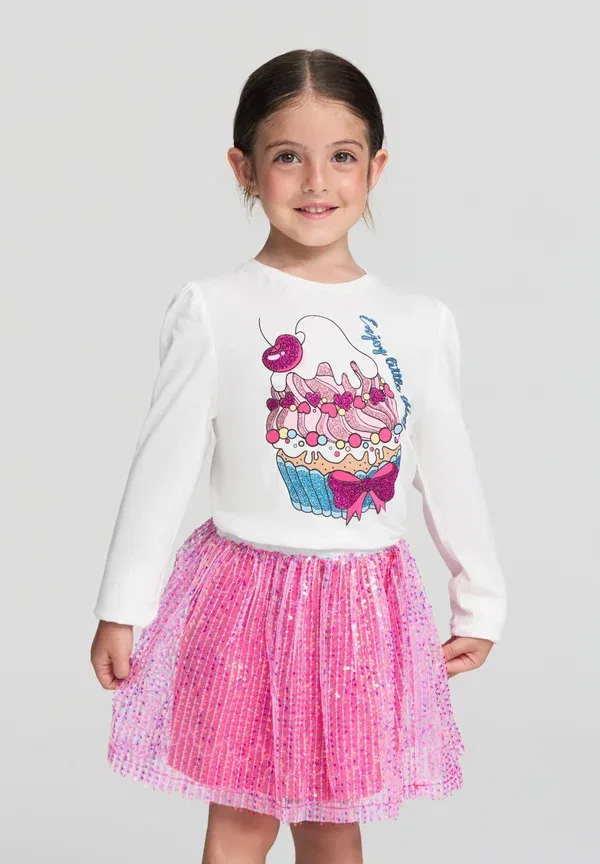 Юбка с пайетками A-line skirt Terranova, fucsia, лайм/фуксия — фото 2