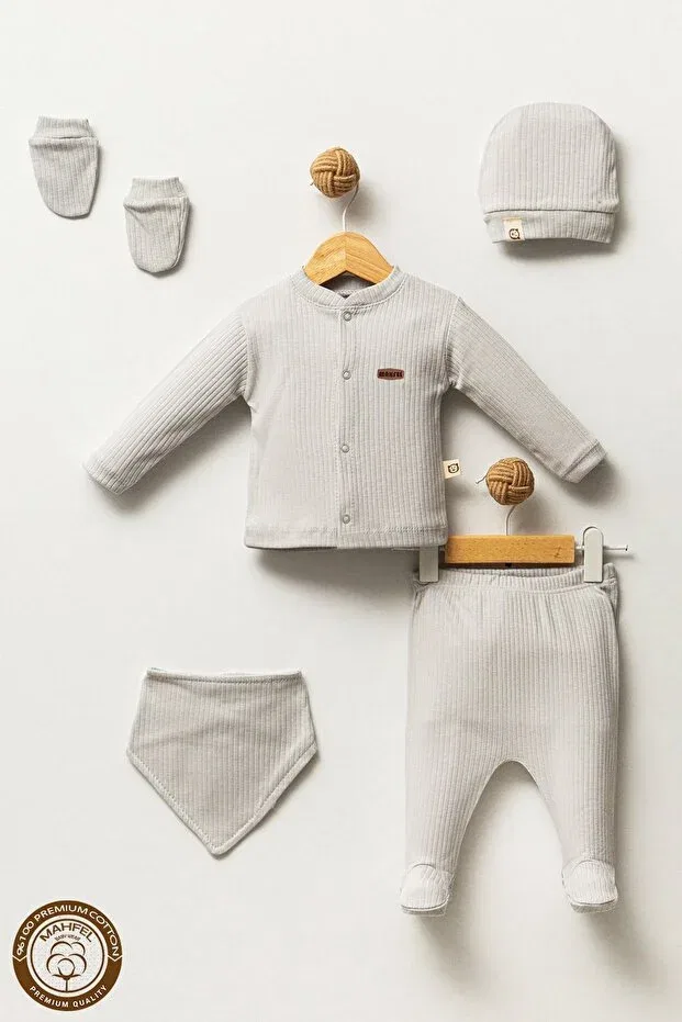 Детский комплект для выписки из роддома хлопковый Cloud shadow gray Mahfel, Gray — фото 4