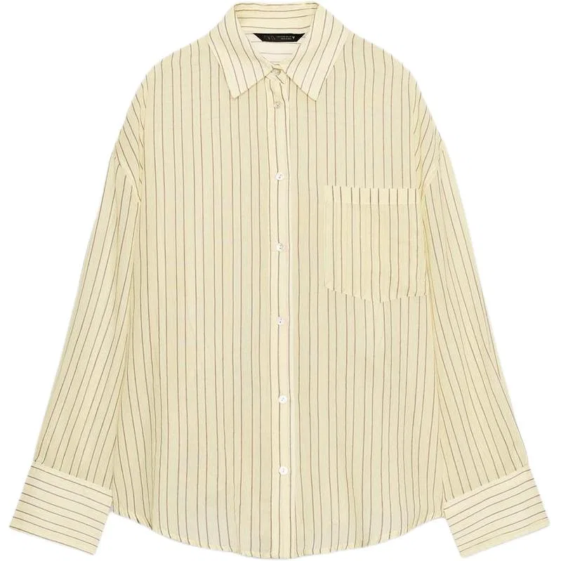 Женская рубашка с лацканами Yellow ZARA, Желтый