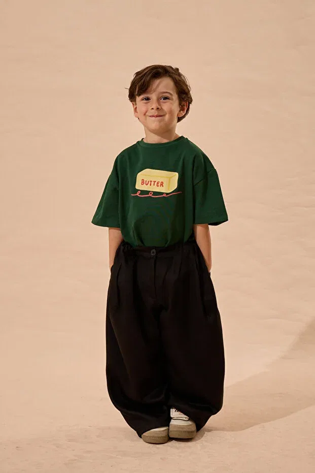 Детские брюки для девочек широкие Tencel pleated barrel trousers Fahhar Kids, Black — фото 2