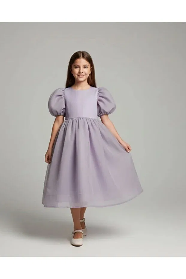 Детское платье для девочек с принтом Maftuwow 0029 bowknot girls' evening dress Yonca Çocuk, Lilac