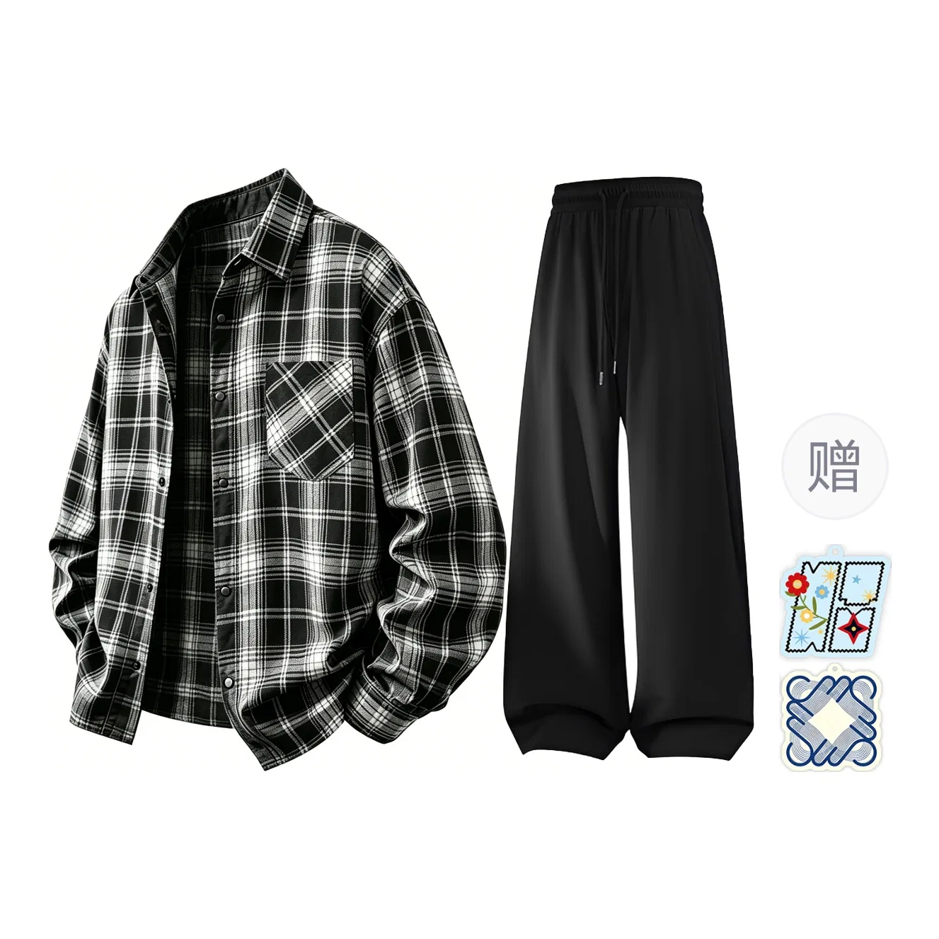 Детский комплект из рубашки и брюк с принтом в клетку Black Plaid MIIOW