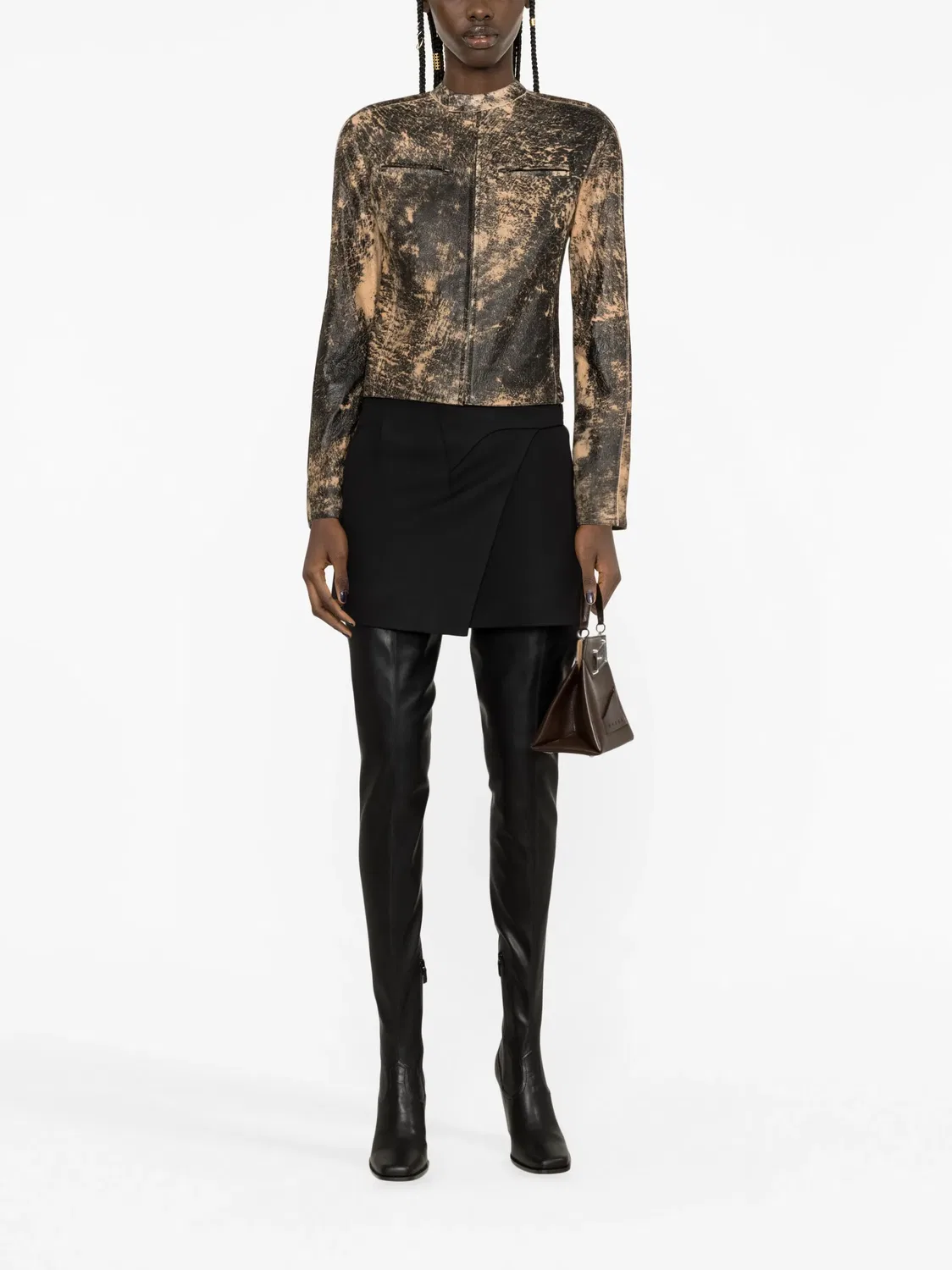 Кожаная куртка с потертым эффектом Acne Studios, черный — фото 2