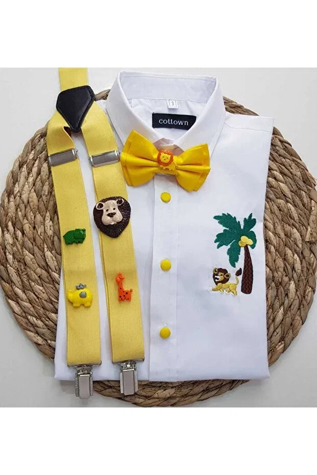 Детская рубашка для мальчиков с коротким рукавом Saferi concept sling bow tie shirt Cool Partyshop, Yellow
