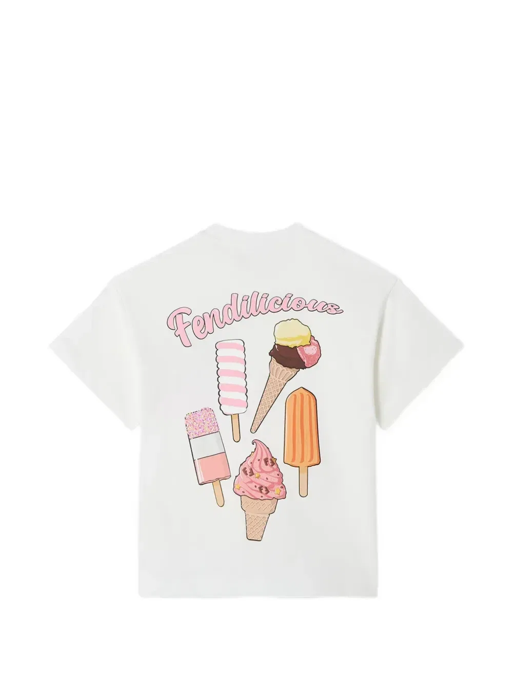 Футболка Fendilicious с графическим принтом Fendi Kids, белый — фото 2