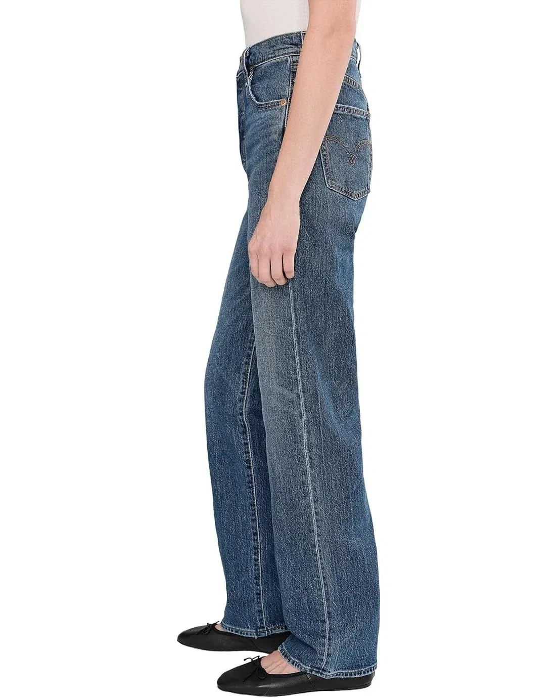 Женские джинсы с высокой посадкой и прямым кроем Levi's Ribcage, синий — фото 3