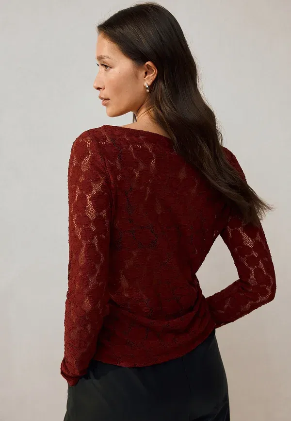 Блузка кружевная Long sleeve Next, Cherry Red, красный — фото 2