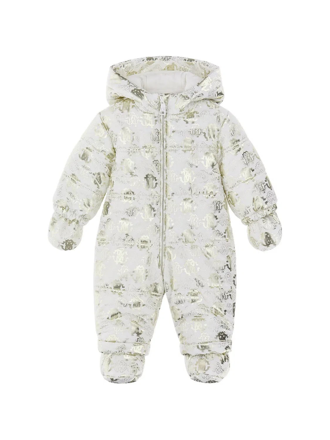 Дутый комбинезон с монограммой RC Roberto Cavalli Junior, белый