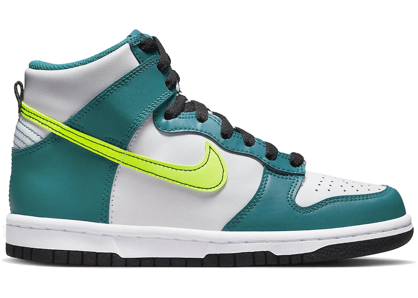 Детские кроссовки для мальчиков и девочек высокие Nike Dunk High Nike, White/Bright Spruce/Black/Volt