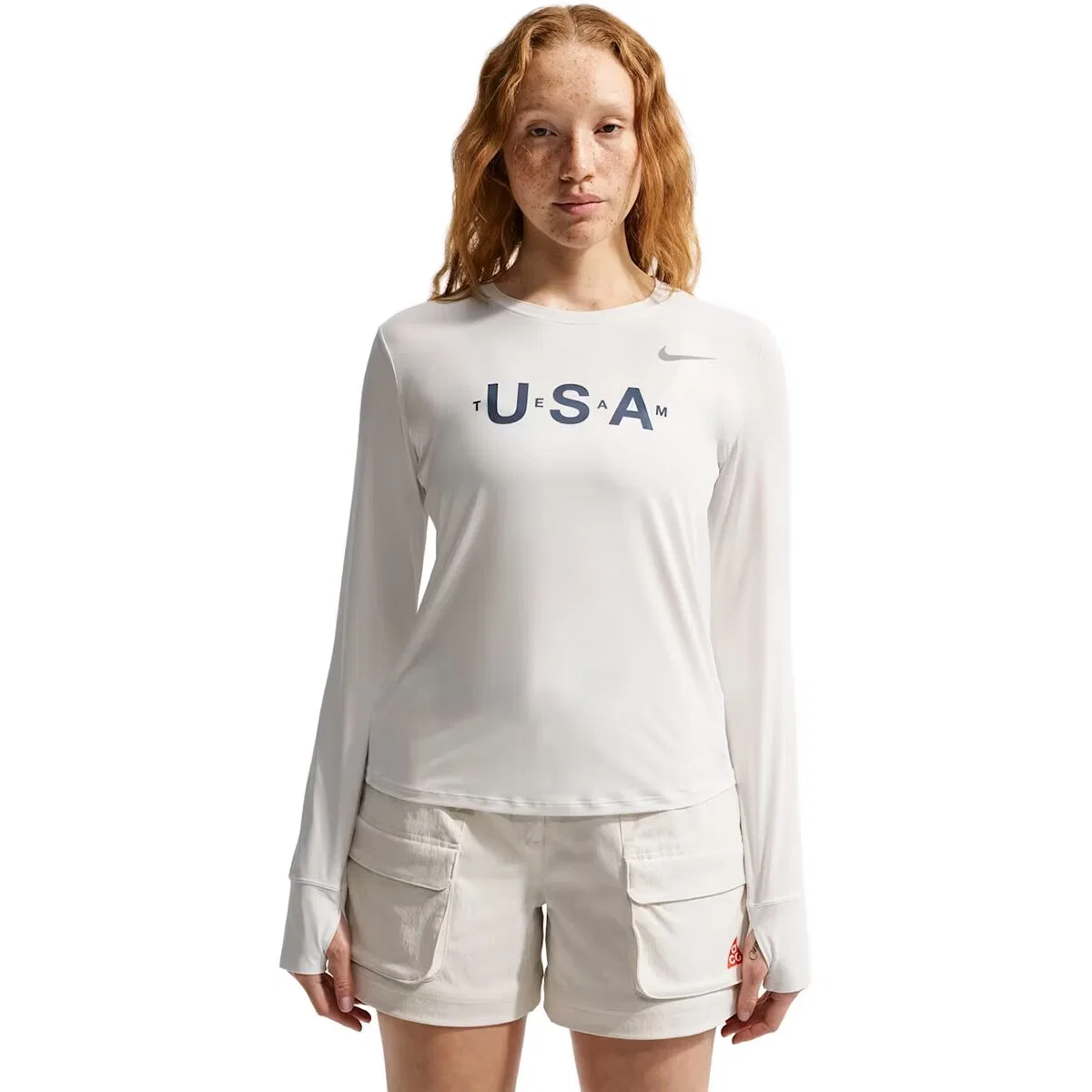 Женская футболка с длинным рукавом Team USA One Dri-FIT Long-Sleeve Top Nike, Summit White/Reflective Silv