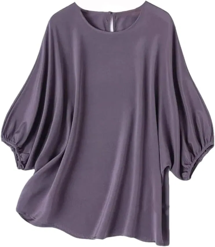 Женская футболка с летучей мышью рукавом из сатина, Gray9 Purple