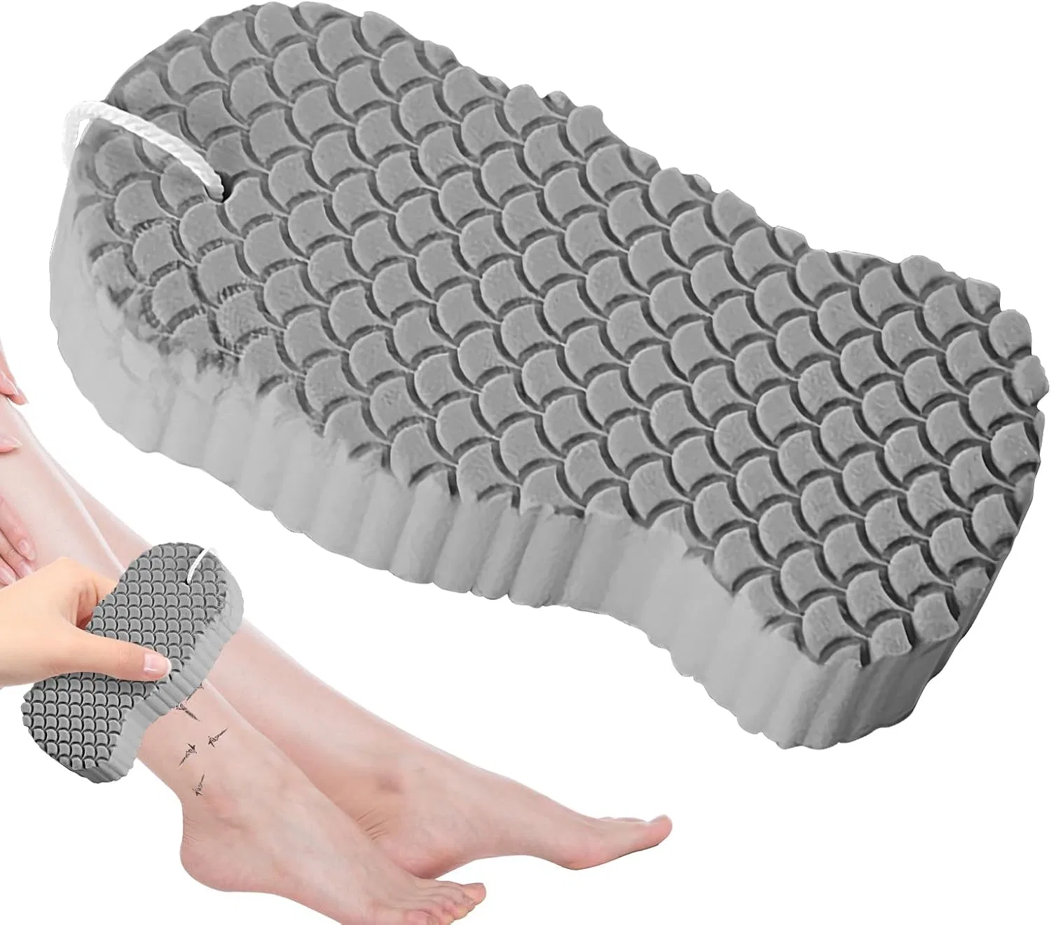 Мочалка для тела из ПВА, 12x6x2.3 см, Серый Generisch
