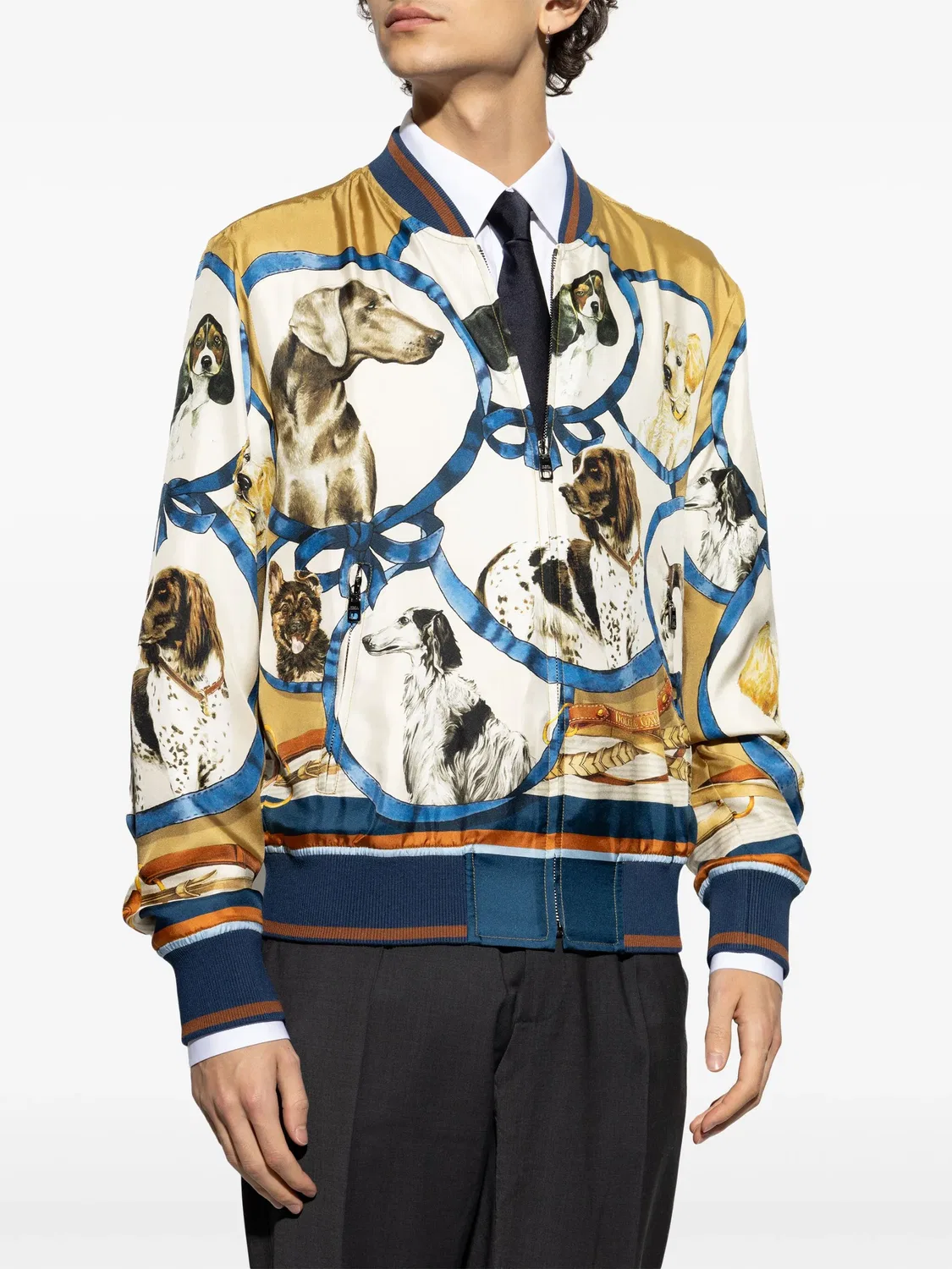 Dolce & Gabbana Куртка-бомбер желтого шелка — фото 4