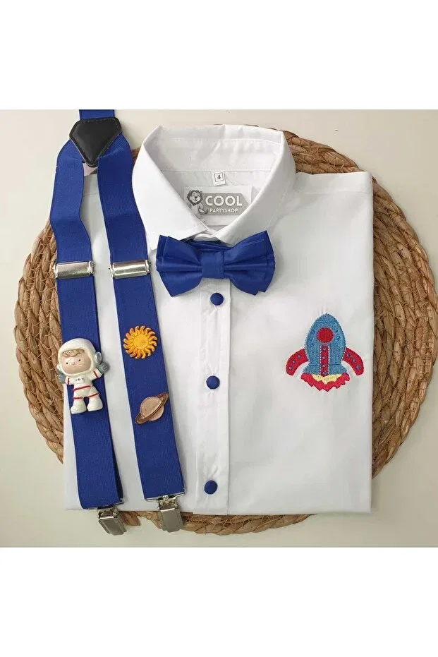 Детская рубашка для мальчиков органическая Space concept sling bow tie shirt Cool Partyshop, Sax