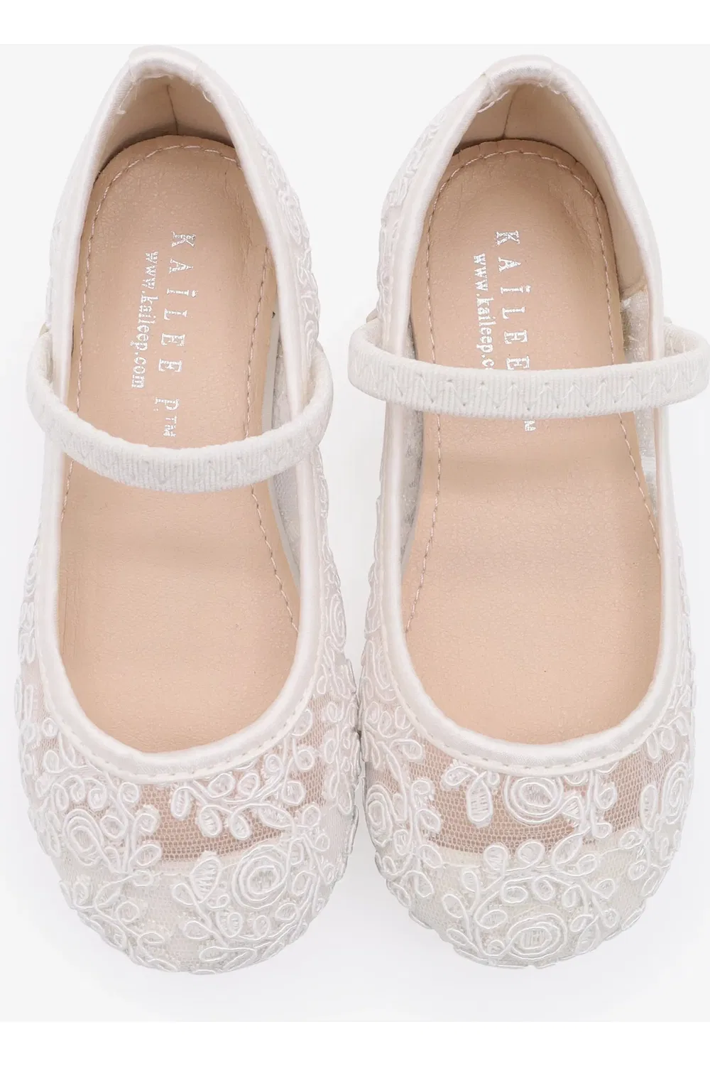 Детские балетки кружевные на плоской подошве Pas Crochet Lace Mary Jane Kailee P, белый — фото 2