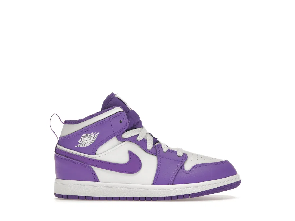 Детские кроссовки с принтом Jordan 1 Mid Jordan, Purple Venom / White