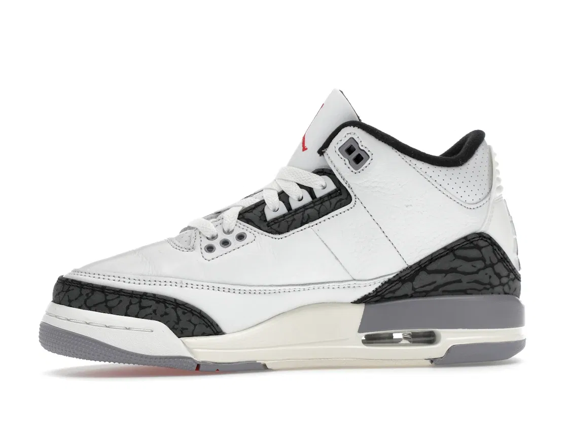 Детские кроссовки с перфорацией Jordan 3 Retro, Summit White/Fire Red/Cement Grey/Black — фото 3