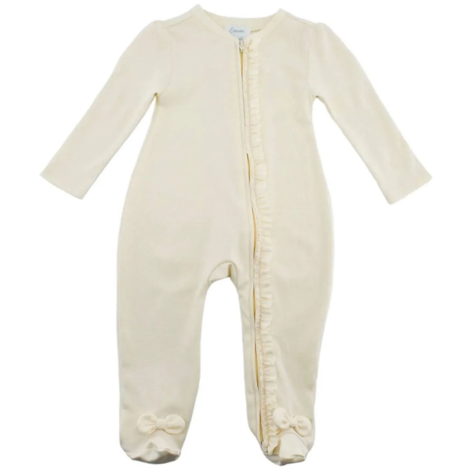 Детский боди-комбинезон для новорожденных с молнией и рюшами Lulu Lemon Loves Layette, Eggnog Beige — фото 2