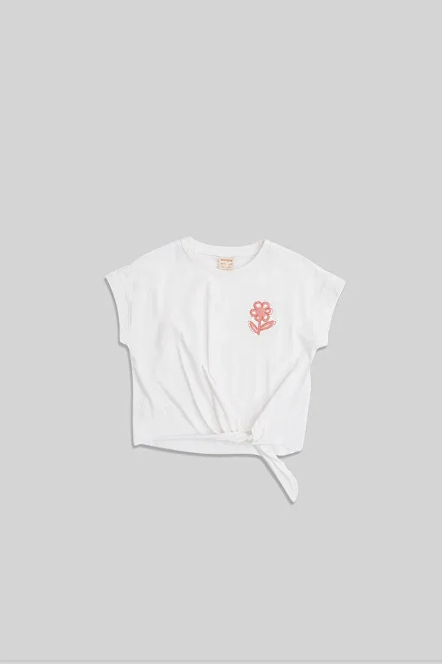 Детская футболка для девочек с принтом Cotton girl's t-shirt Minojoy, Ecru — фото 3