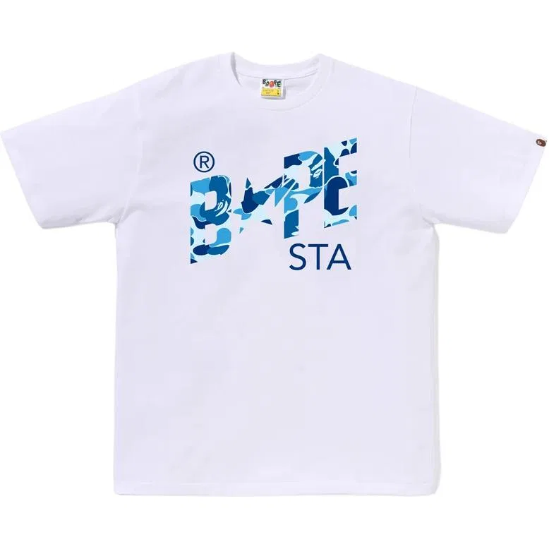 Детская футболка с камуфляжным принтом ABC Camo T Shirts A BATHING APE, White × Blue