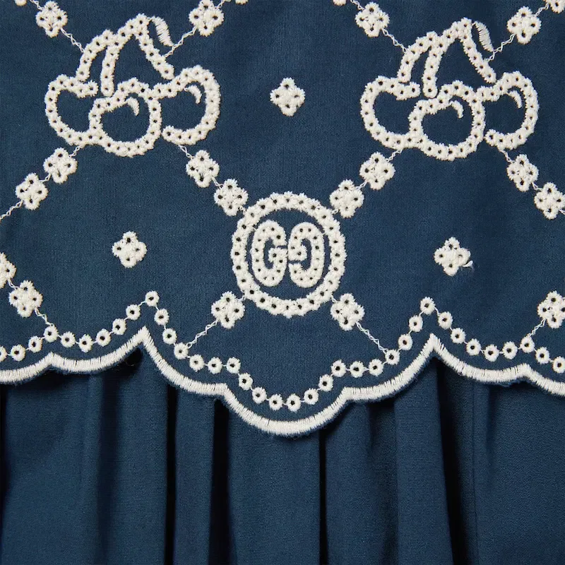 Детское платье для девочек с коротким рукавом Dark Blue GUCCI — фото 4