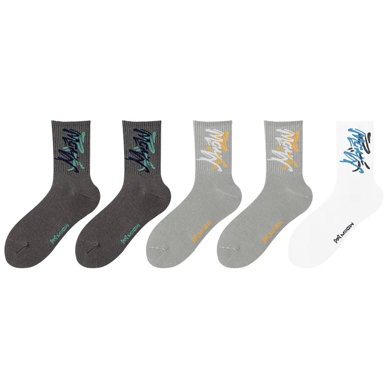 Детские носки до середины икры, комплект из 5 пар, Dark Gray 2+Light Gray 2+White, MIIOW