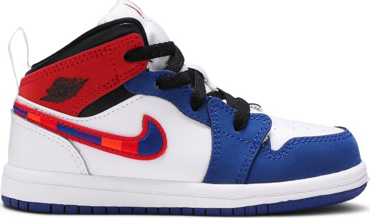 

Кроссовки Air Jordan 1 Mid SE TD Multicolored Swoosh, белый