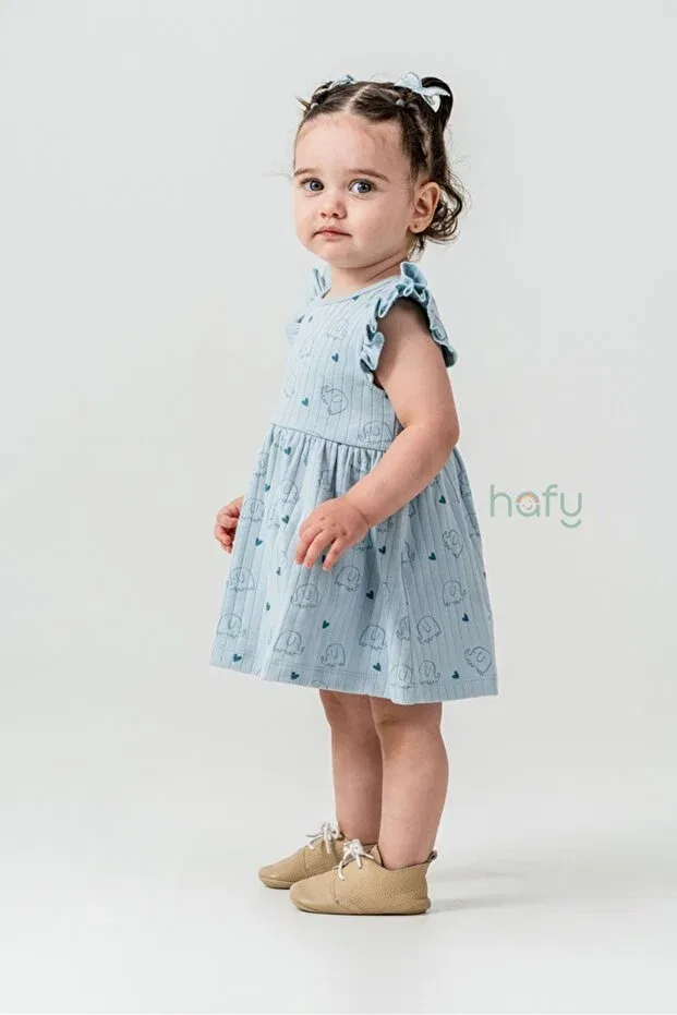 Детское платье для девочек с принтом Ruffled Hafy Baby, Blue — фото 2