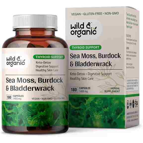 

Комплекс с морским мхом Wild & Organic Sea Moss, Burdock Root & Bladderwrack, 180 капсул