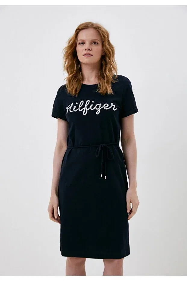 Женское платье из футера с принтом Tommy Hilfiger, Navy Blue