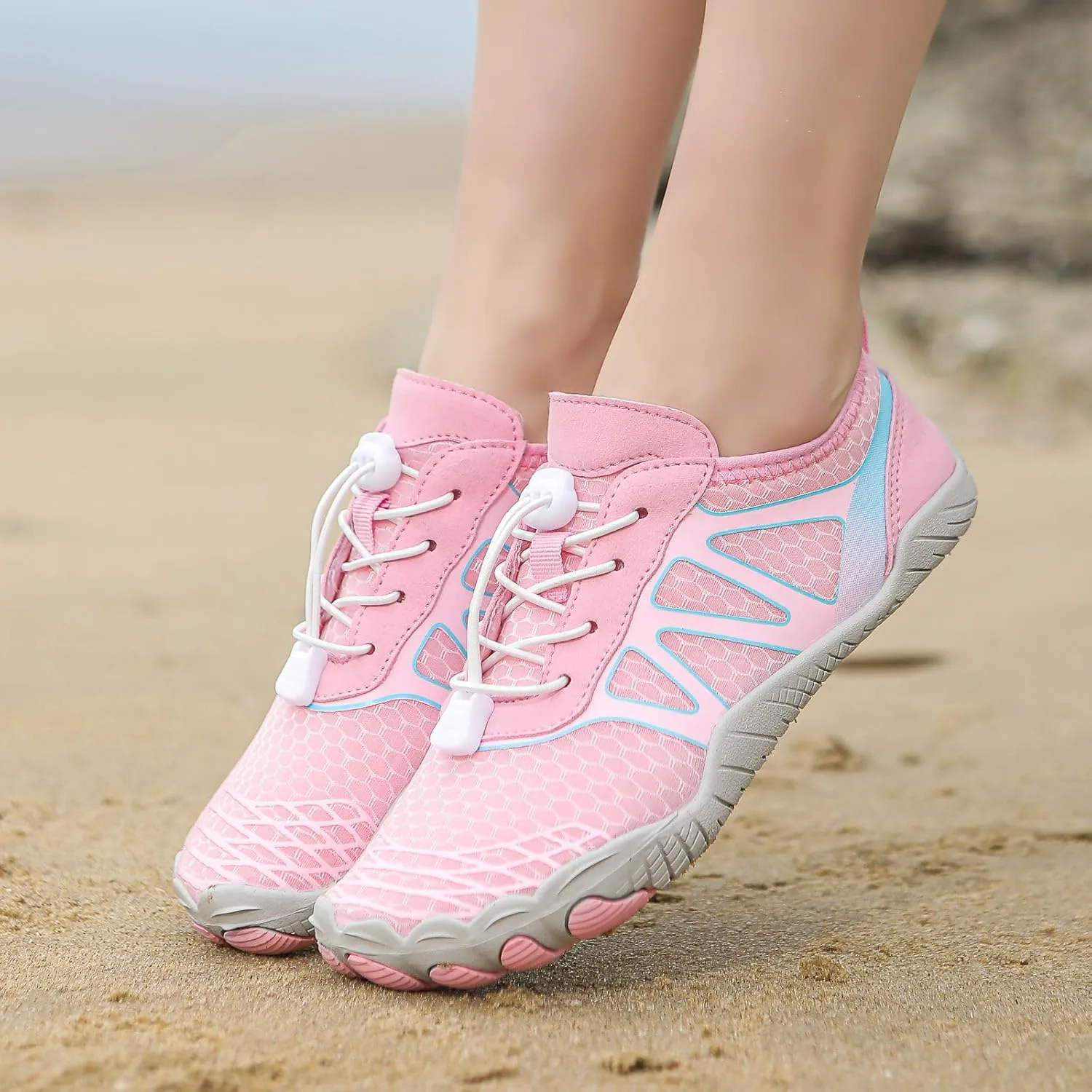 Pro Barefoot Обувь с сеткой для комфорта Ходьба босиком для женщин и мужчин Дышащие водные пляжные прогулочные туфли Модная повседневная спортивная обувь с антискользящим эффектом Tazeap, розовый — фото 4