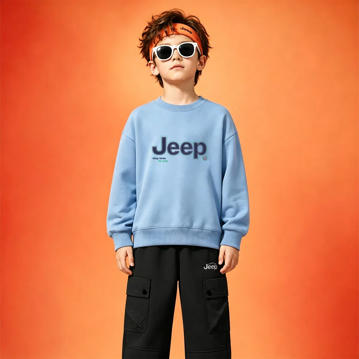 Детский спортивный костюм с принтом Jeep, White/E Line White Green-Gray/E Blue English Mountain K — фото 4