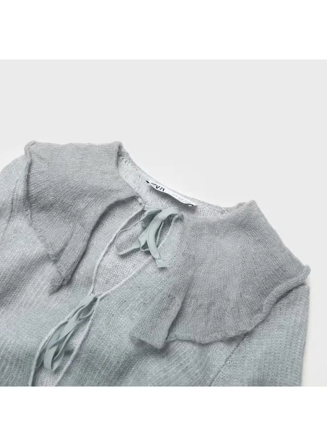 Кардиган вязаный с шнуровкой Zara, сине-зеленый — фото 4
