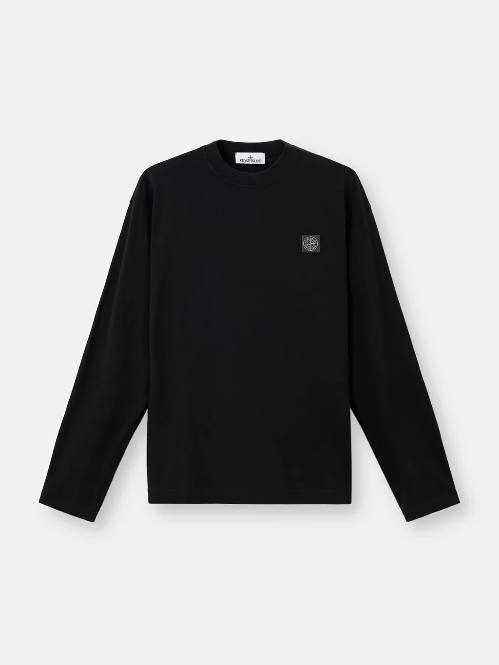 Мужской лонгслив Stone Island Regular Fit With Tonal Compass Logo Patch, черный — фото 2