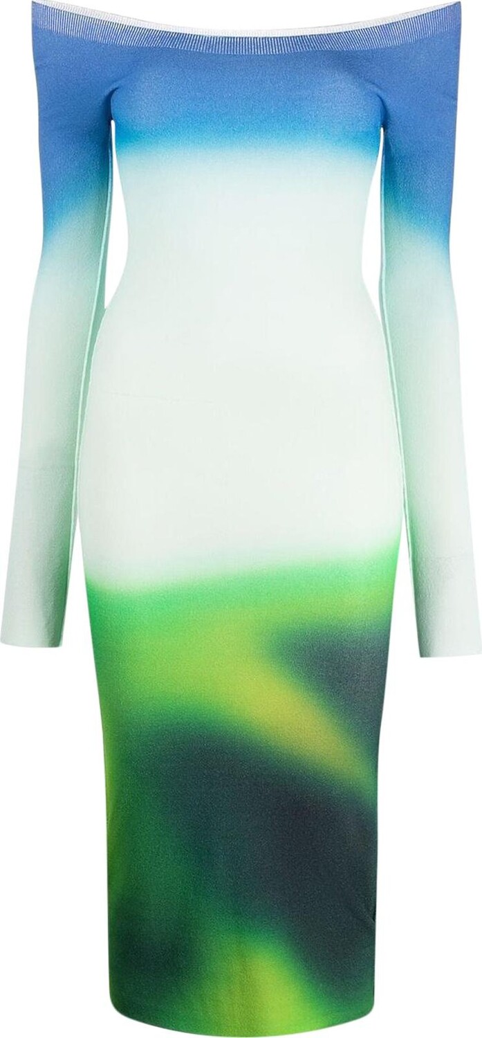 

Платье Off-White Blurred Seamless Knit Dress 'Green/Blue', зеленый
