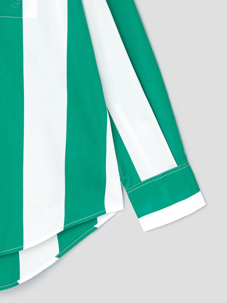 Рубашка с жаккардовыми полосками, La Chemise Camargue JACQUEMUS, Green — фото 4