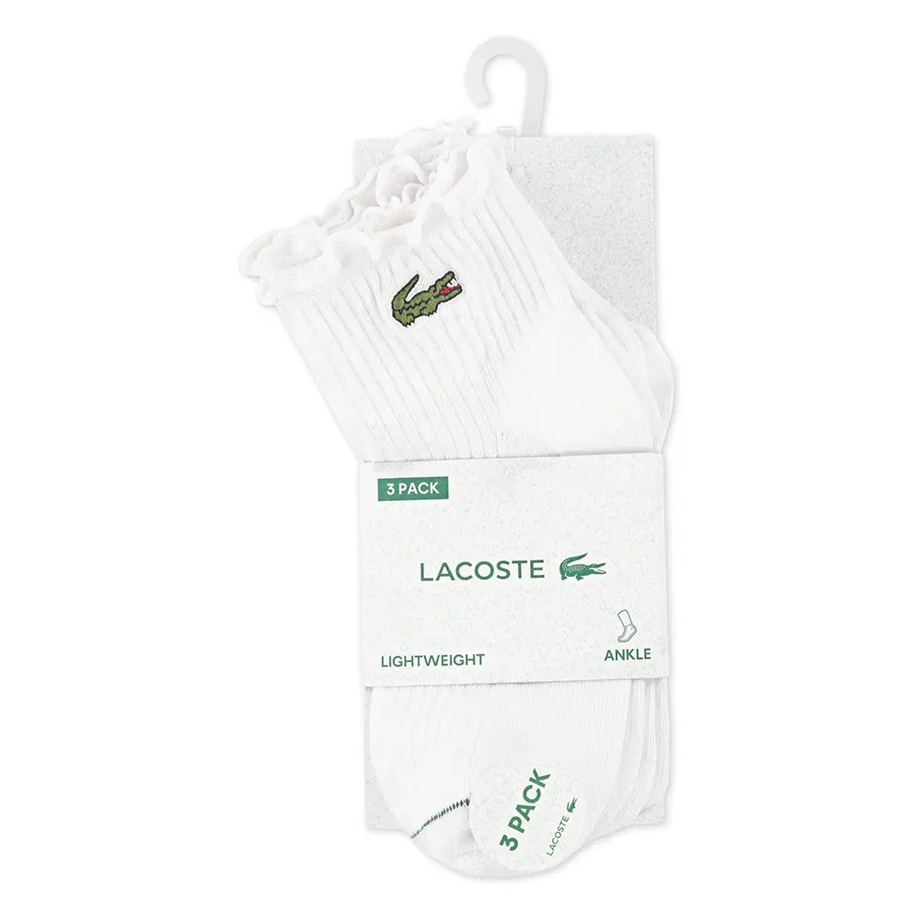 Носки детские с рюшами 3 пары Lacoste Kids, белый — фото 3