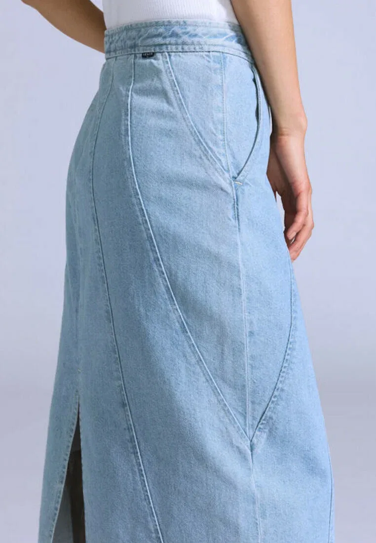 Юбка со швом, синяя, сияющая, джинсовая юбка Levi'S, Blue Radiant Wash - Med Indigo - Flat Finish - — фото 4