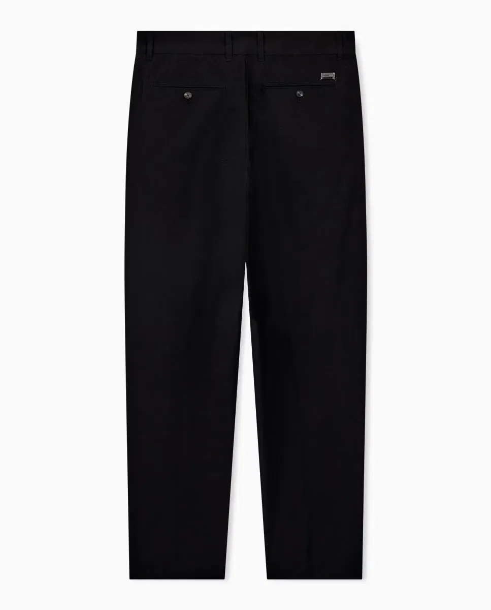 Мужские классические брюки из жатого хлопка Emporio Armani, Negro — фото 3