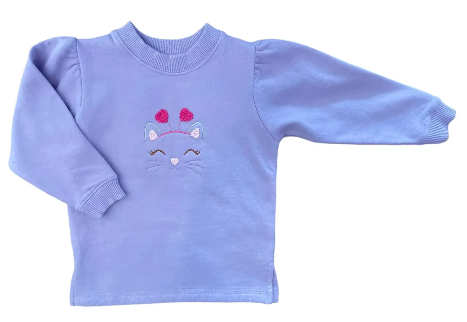 Детский свитшот для девочек с аппликацией Cat Face With Heart Luigi Kids, Lavender