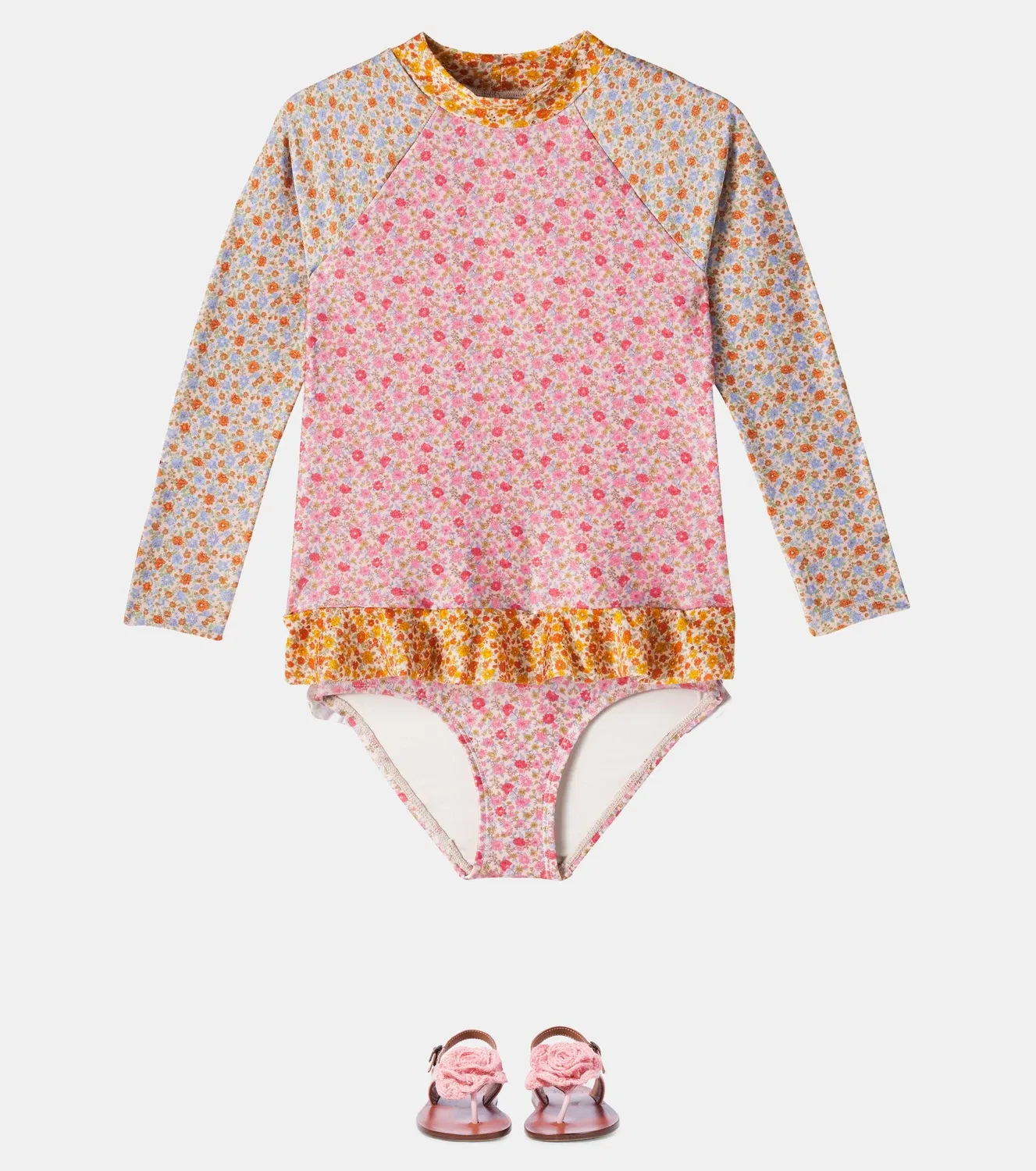 Рашгард с цветочным принтом Lucky, Zimmermann Kids, мультиколор — фото 2