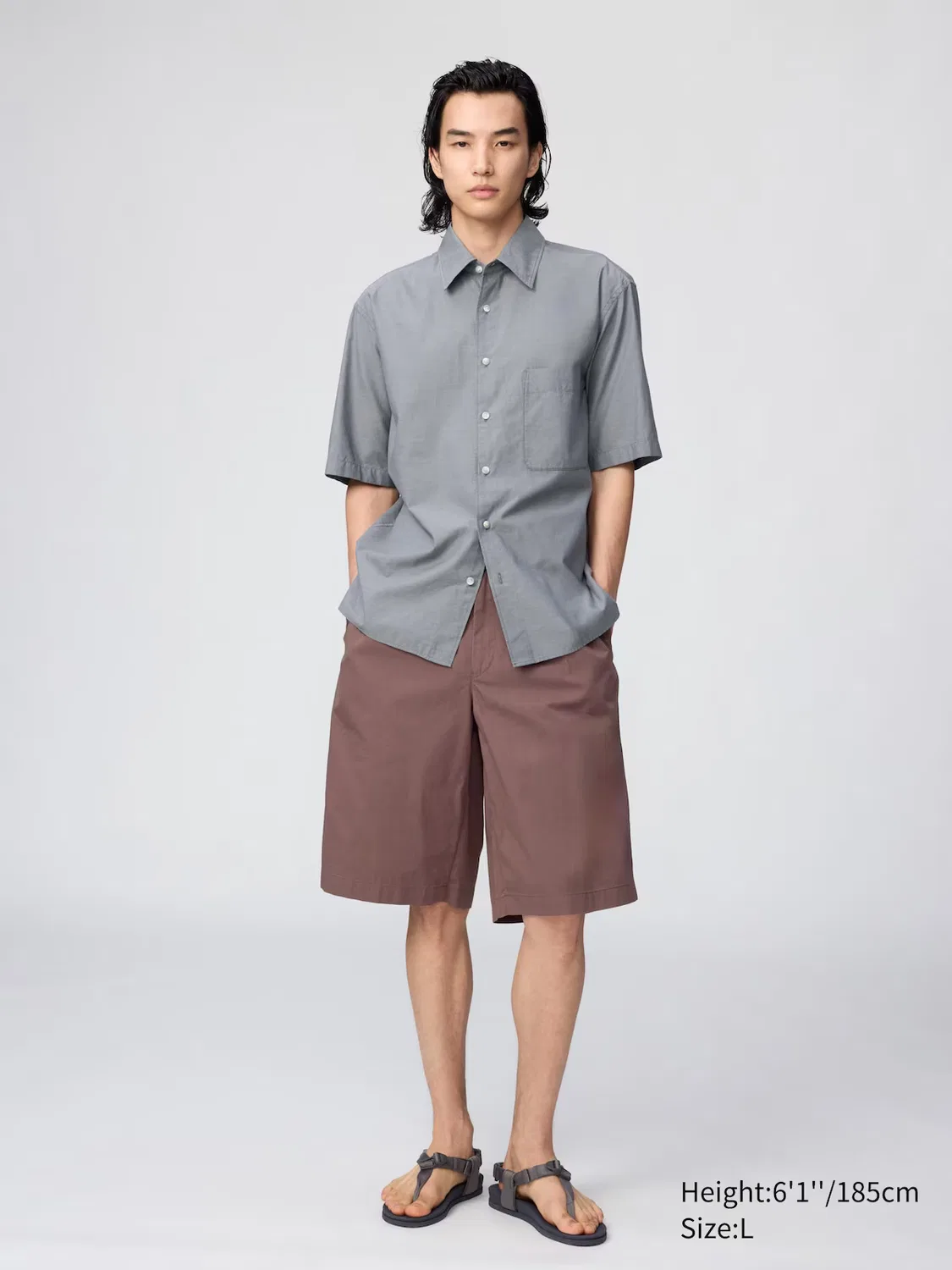 Рубашка Uniqlo, свободного кроя с короткими рукавами, черная — фото 2