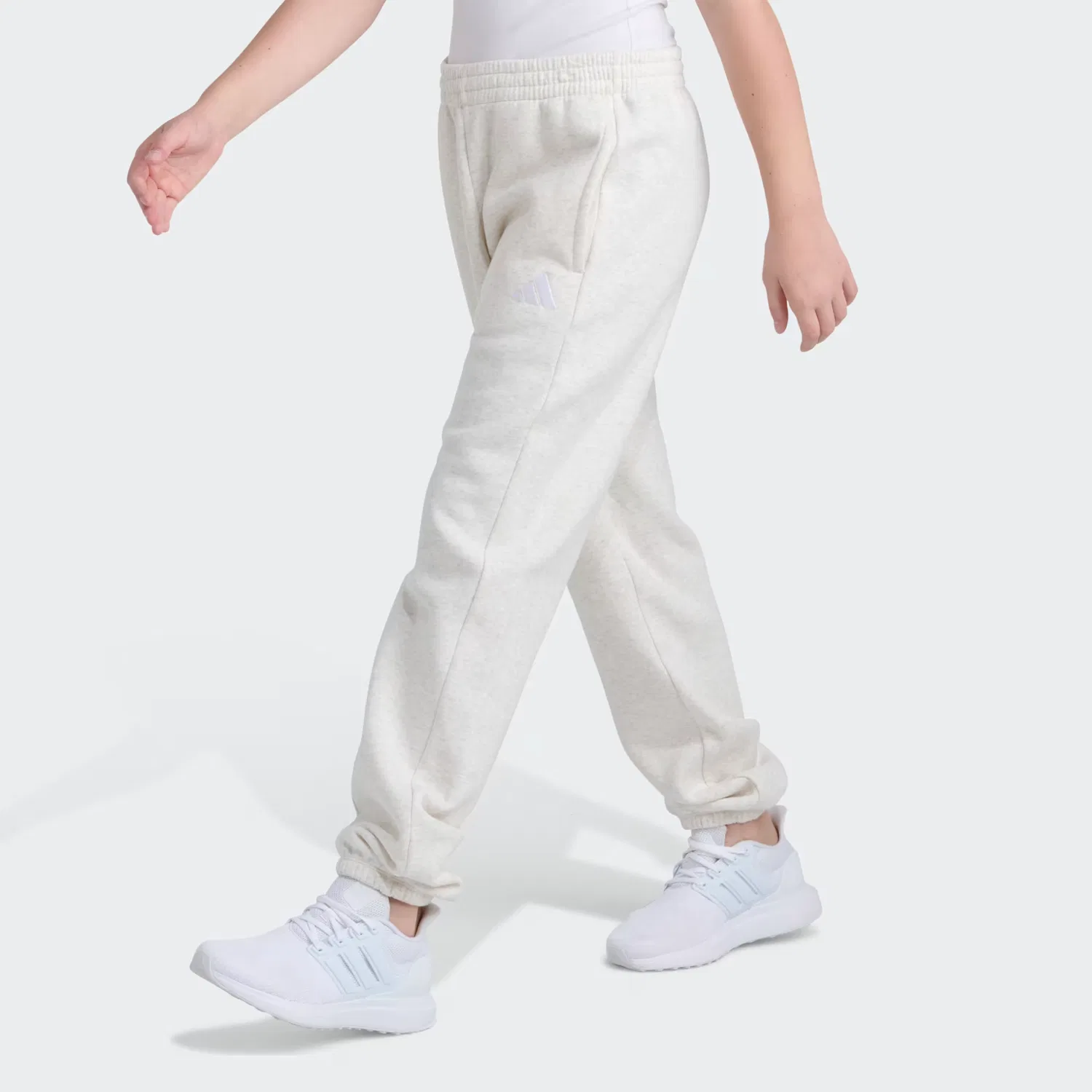 Детские спортивные штаны свободного кроя Minimal Logo Adidas Sportswear, бело-меланжевый — фото 2