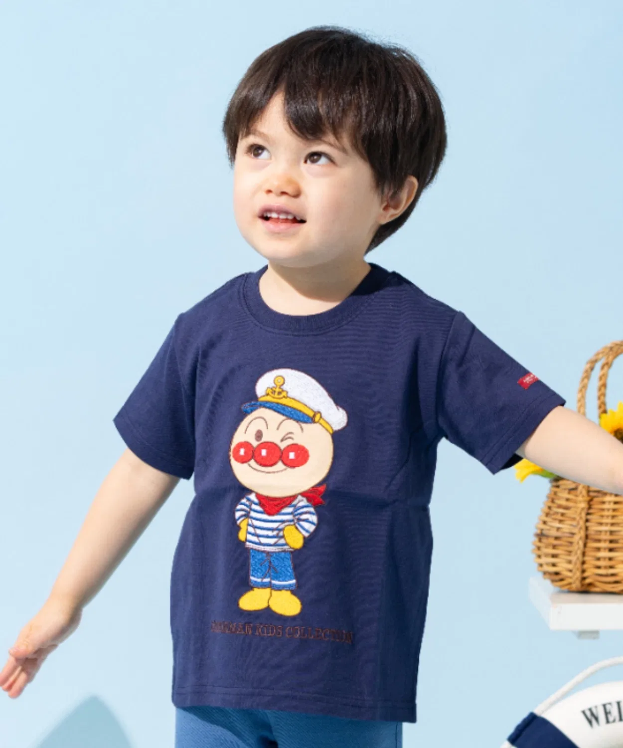 ANPANMAN KIDS COLLECTION Детская футболка с длинным рукавомAnpanman Marine Embroidery, Navy