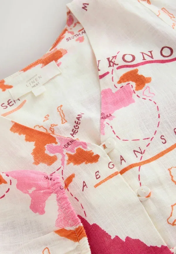 Платье-рубашка с принтом Shirt dress Next, Pink map print, розовый — фото 2