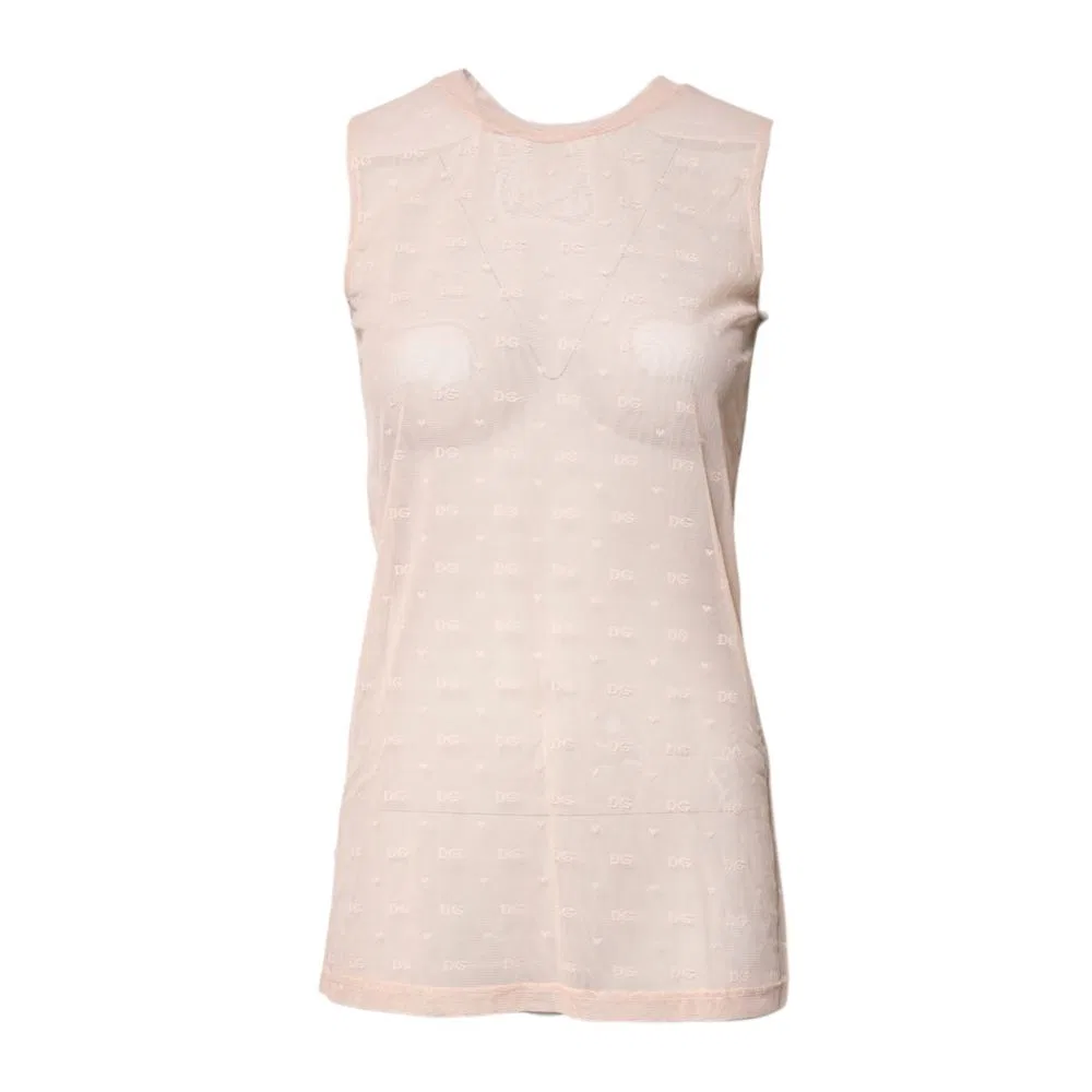 Женская блузка без рукавов с логотипом Beige Nylon Blouse Dolce & Gabbana, Beige — фото 2