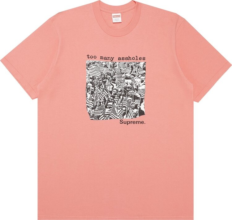 

Футболка Supreme Too Many Assholes Tee 'Bright Coral', розовый