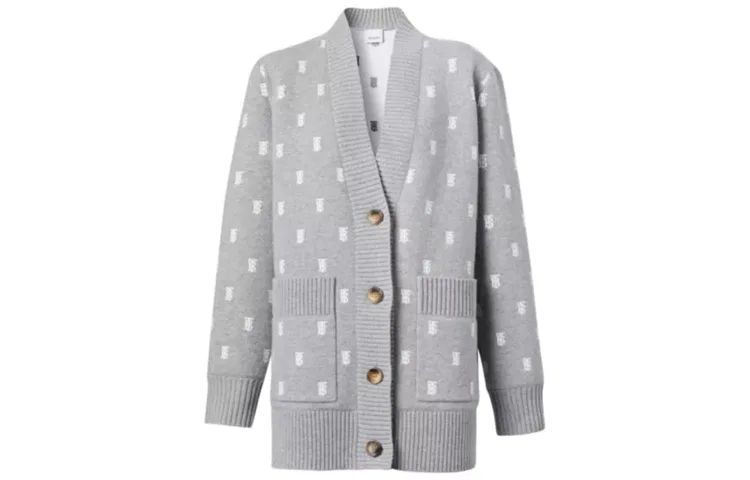 Женский кашемировый свитер с V-образным вырезом Medium Heather Gray Burberry